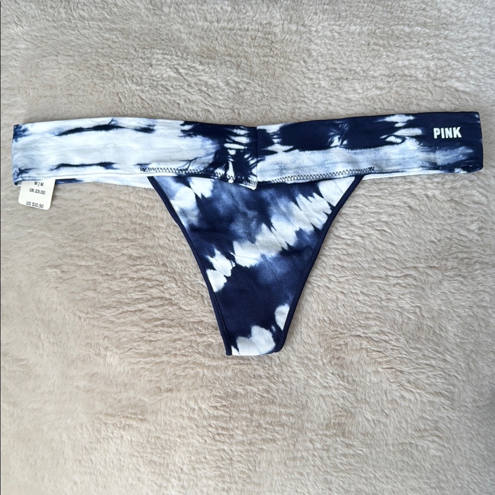 PINK Blue & White Tie-Dye Bikini Bottom